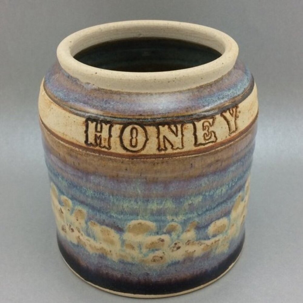 Studio Pottery Honey Jar Pot Signed Canada Yordy Missing Lid Chips Cottage Core